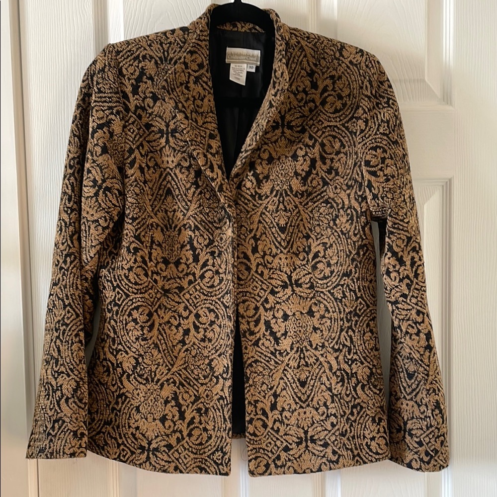Vintage baroque jacquard ornate gold black blazer